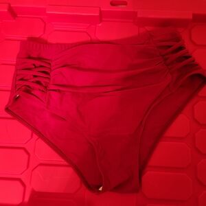 Stylish Red High-Waisted Bikini Bottoms